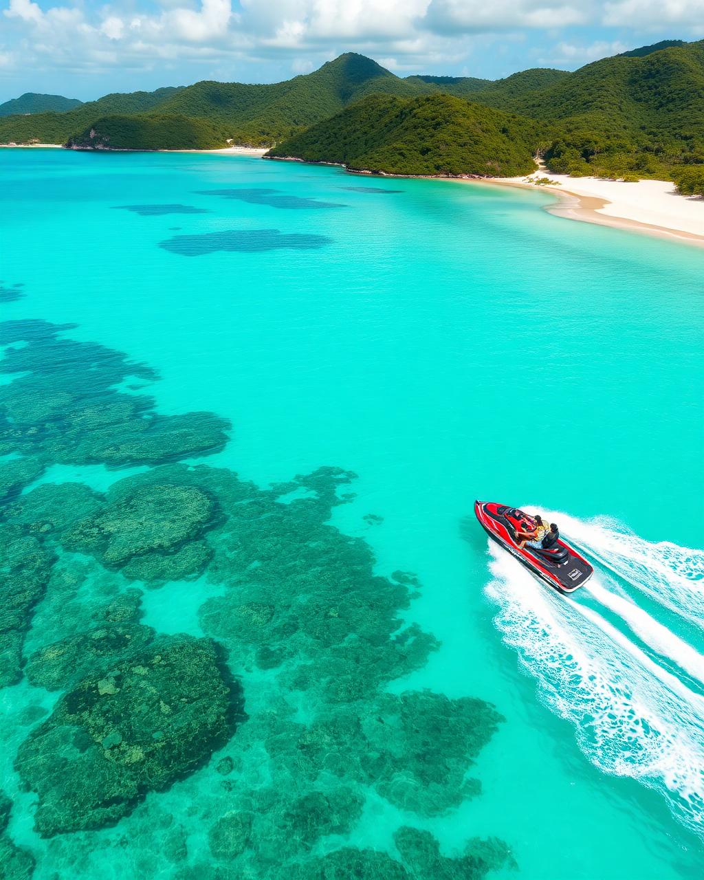 Jet ski excursion over turquoise Caribbean waters