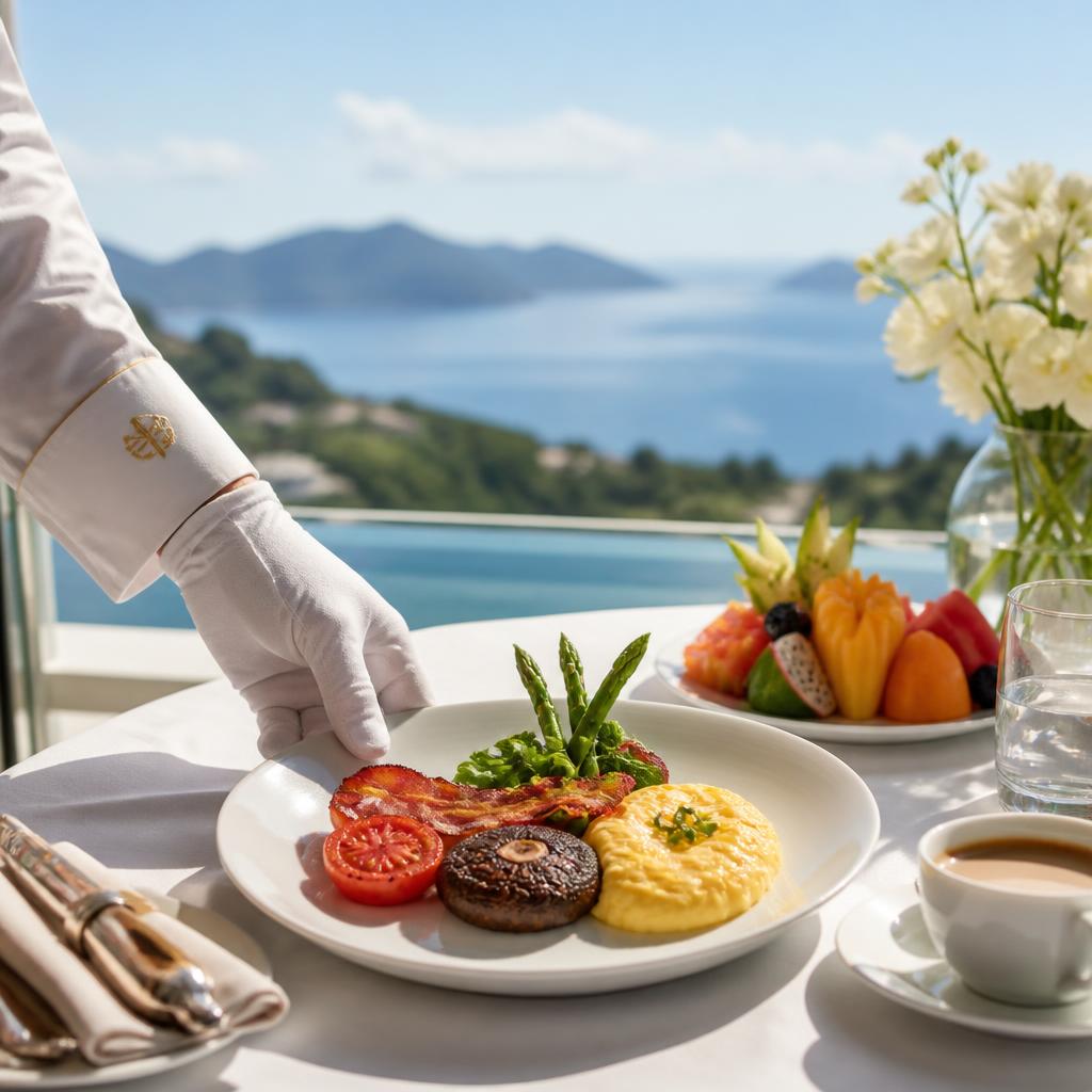 Private chef preparing breakfast on a villa terrace