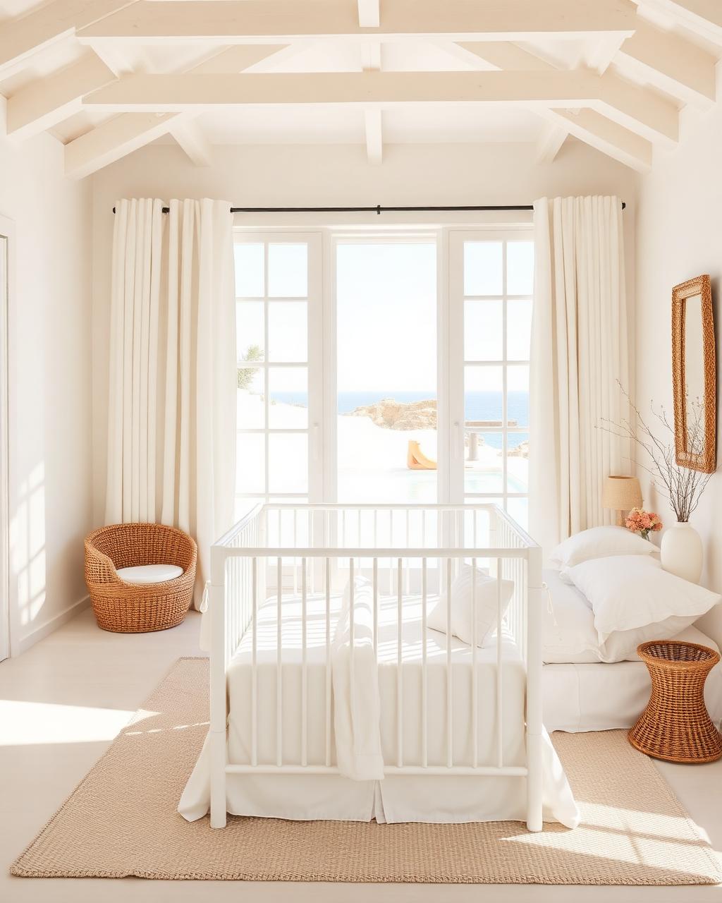 Family-ready villa nursery with crib and ocean view
